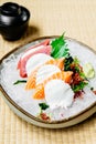 Raw and fresh sashimi set with salmon and tuna fish meat Royalty Free Stock Photo