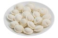 Raw frozen dumplings on  plate on a White background Royalty Free Stock Photo