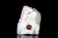 Raw garnet mineral stone on mother rock in front of black background Royalty Free Stock Photo