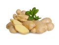 Raw ginger with mint isolated on white background Royalty Free Stock Photo