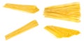 Raw golden spaghetti, set and collection. Isolated