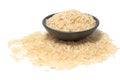 Raw grain organic jasmine rice in black bowl Royalty Free Stock Photo