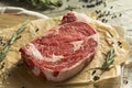 Raw Grass Fed Boneless Ribeye Steak Royalty Free Stock Photo