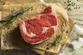 Raw Grass Fed Boneless Ribeye Steak Royalty Free Stock Photo