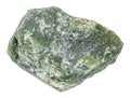 raw green nephrite mineral isolated on white