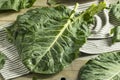 Raw Green Organic Collard Greens Royalty Free Stock Photo