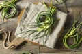 Raw Green Organic Garlic Scapes Royalty Free Stock Photo