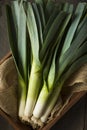 Raw Green Organic Leeks Royalty Free Stock Photo