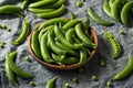 Raw Green Organic Sugar Snap Peas Royalty Free Stock Photo