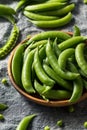 Raw Green Organic Sugar Snap Peas Royalty Free Stock Photo