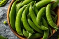 Raw Green Organic Sugar Snap Peas Royalty Free Stock Photo