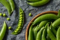 Raw Green Organic Sugar Snap Peas Royalty Free Stock Photo