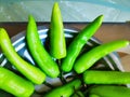 Raw Green Spicy Hatch Peppers in a bowl Royalty Free Stock Photo