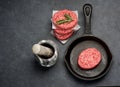 Raw Ground Beef Meat Burger cutlets. Royalty Free Stock Photo