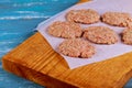 Raw Ground beef meat Burger steak cutlets with seasoning on vintage wooden boards Royalty Free Stock Photo