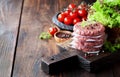 Raw ground beef meat burger steak cutlets Royalty Free Stock Photo