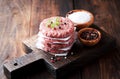 Raw ground beef meat burger steak cutlets