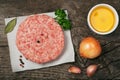 Raw ground pork meat steak cutlets Royalty Free Stock Photo