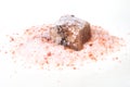 raw Halite mineral in pile of pink Himalayan Salt