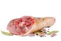 Raw ham fore hock and spices Royalty Free Stock Photo