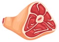 Raw ham icon. Uncooked meat. Cartoon pig leg