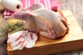 Raw Hazel Grouse on a chopping board Royalty Free Stock Photo