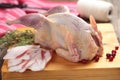 Raw Hazel Grouse on a chopping board Royalty Free Stock Photo