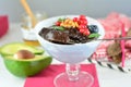 Chocolate Avocado Puree with Walnuts and Berries on Top Royalty Free Stock Photo