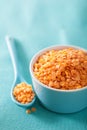 Raw healthy red lentils in bowl Royalty Free Stock Photo