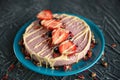 Raw healthy vegan cheesecake, homemade with cashew, mint and