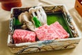 Raw Hida beef.