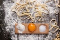 Raw homemade pasta with with egg yolk Royalty Free Stock Photo