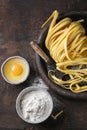 Raw homemade pasta tagliatelle Royalty Free Stock Photo