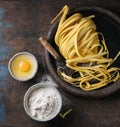 Raw homemade pasta tagliatelle Royalty Free Stock Photo