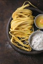 Raw homemade pasta tagliatelle Royalty Free Stock Photo