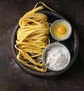 Raw homemade pasta tagliatelle Royalty Free Stock Photo