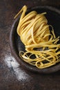 Raw homemade pasta tagliatelle Royalty Free Stock Photo