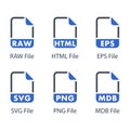 RAW, HTML, EPS, SVG, PNG, MDB, File icon Royalty Free Stock Photo