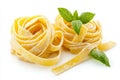 A raw ingredient that is authentically Italian for cooking, tagliatelle pasta Royalty Free Stock Photo