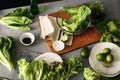 Raw ingredients cooking green salad Healthy food
