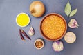 Ingredients for Indian Dhal spicy curry Royalty Free Stock Photo