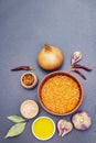Ingredients for Indian Dhal spicy curry Royalty Free Stock Photo