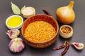 Ingredients for Indian Dhal spicy curry Royalty Free Stock Photo