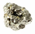 raw iron pyrite (sulfur pyrite) rock on white