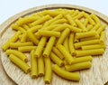 Raw italian Sedani Rigati. Italian maccheroni pasta specialty.