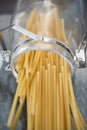 Raw italian spaghetti in jar Royalty Free Stock Photo