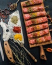 Raw kebab with spices Royalty Free Stock Photo