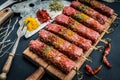 Raw kebab with spices Royalty Free Stock Photo