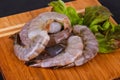 Raw king prawns ready for cooking Royalty Free Stock Photo