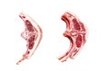 Raw lamb cutlets fresh cut Isolated on white background. Top view. Royalty Free Stock Photo